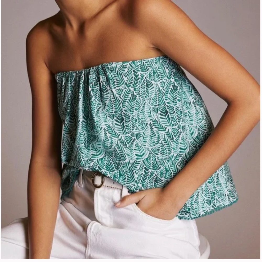 Anthropologie | Green Cecilia Pettersson Palm Swing Strapless Tube Top, XL